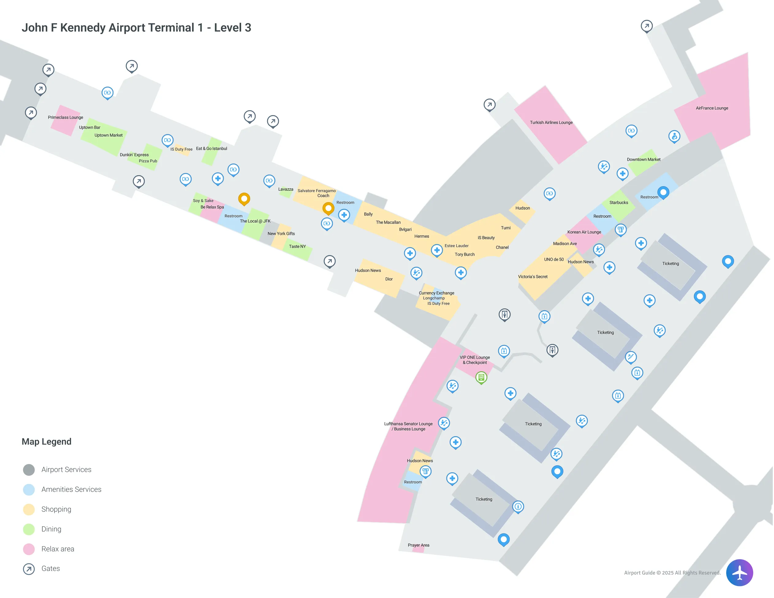 JFK Terminal 1 Level 3 map