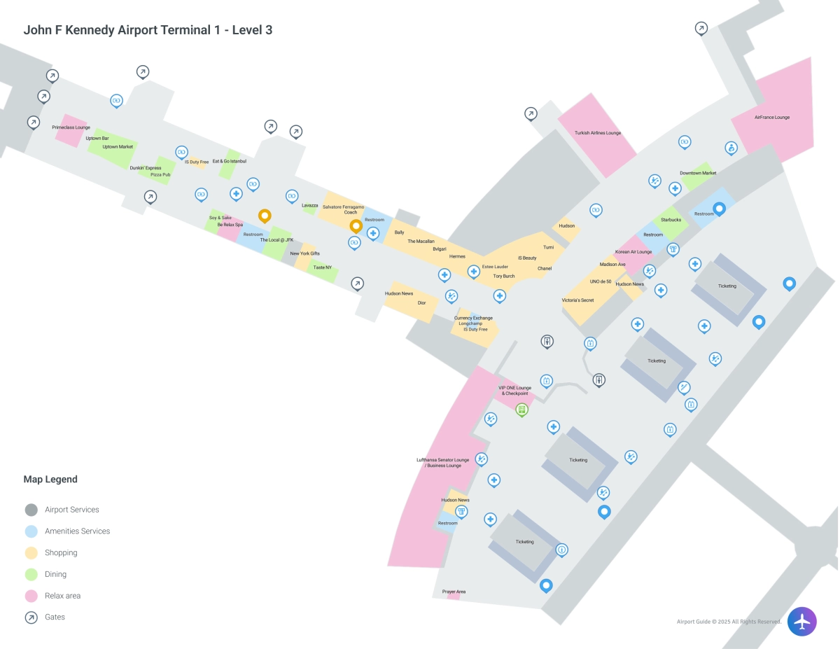 JFK Terminal 1 Level 3 map
