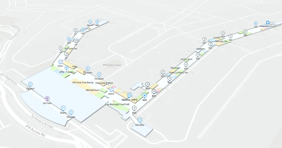John F Kennedy International Airport Terminal 4 Interactive Map