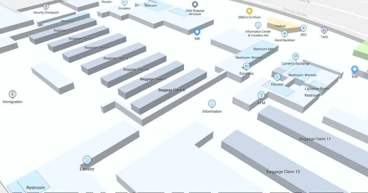 JFK Terminal 4 Level 1 Interactive map