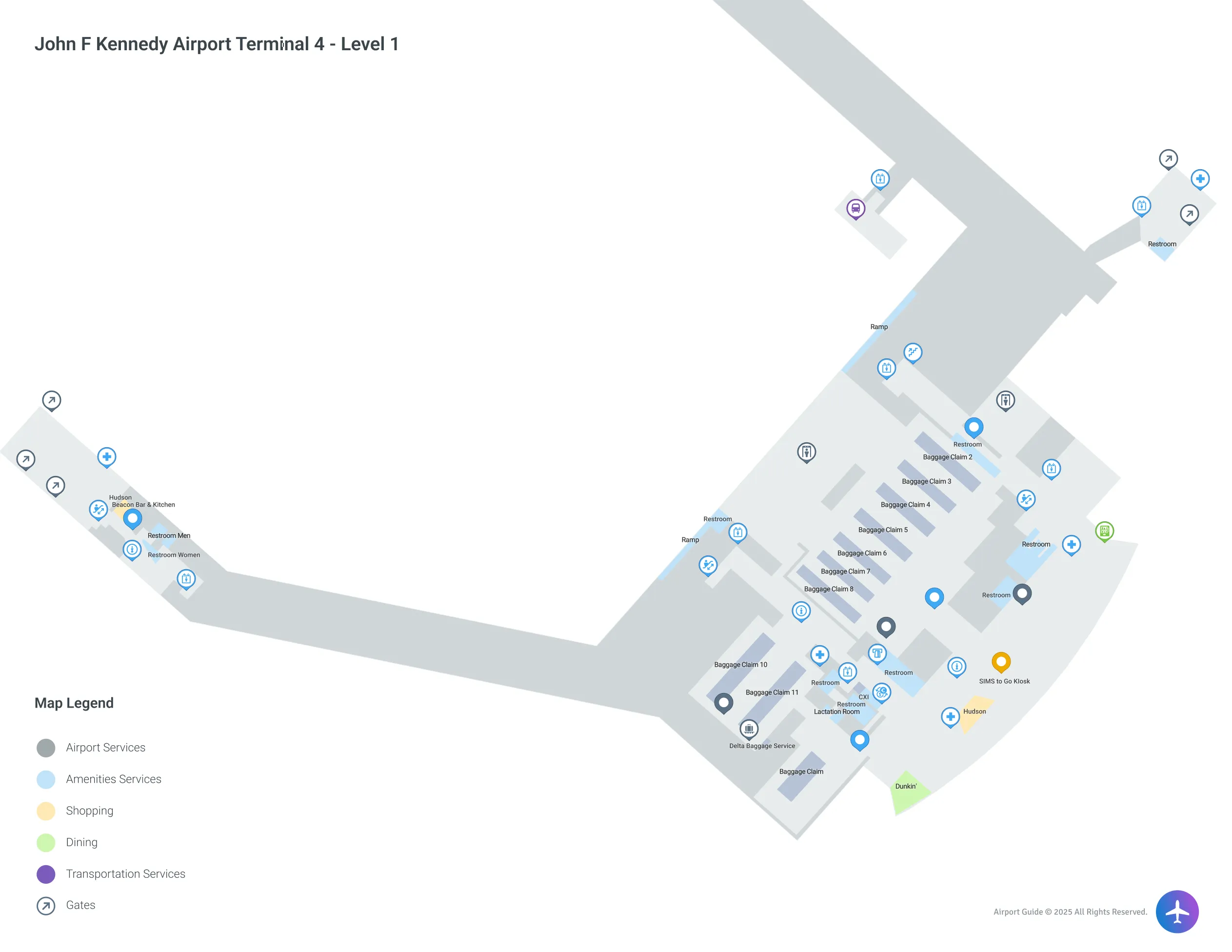 JFK Terminal 4 Level 1 map