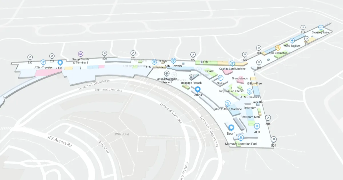 John F Kennedy International Airport Terminal 5 Interactive Map
