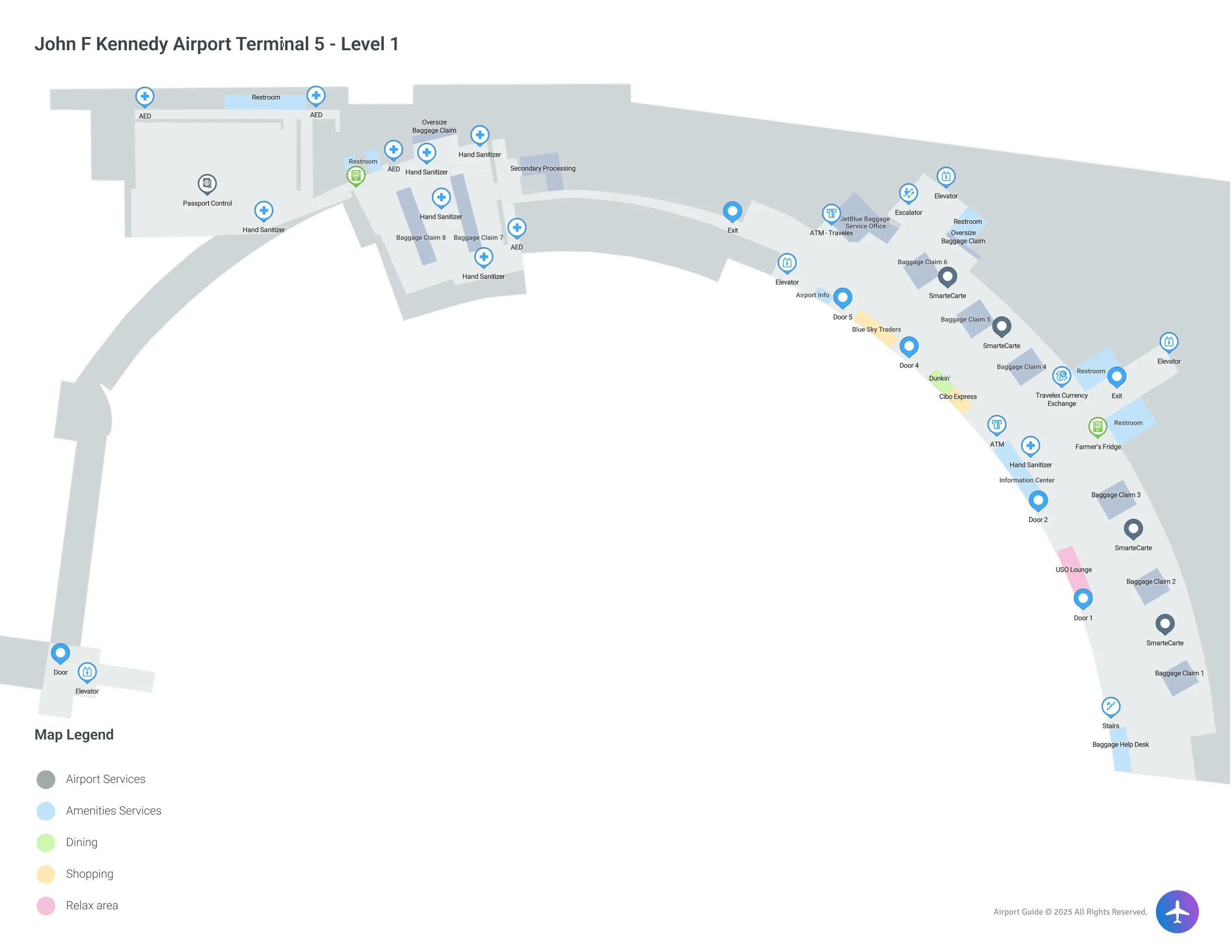 JFK Terminal 5 Level 1 map