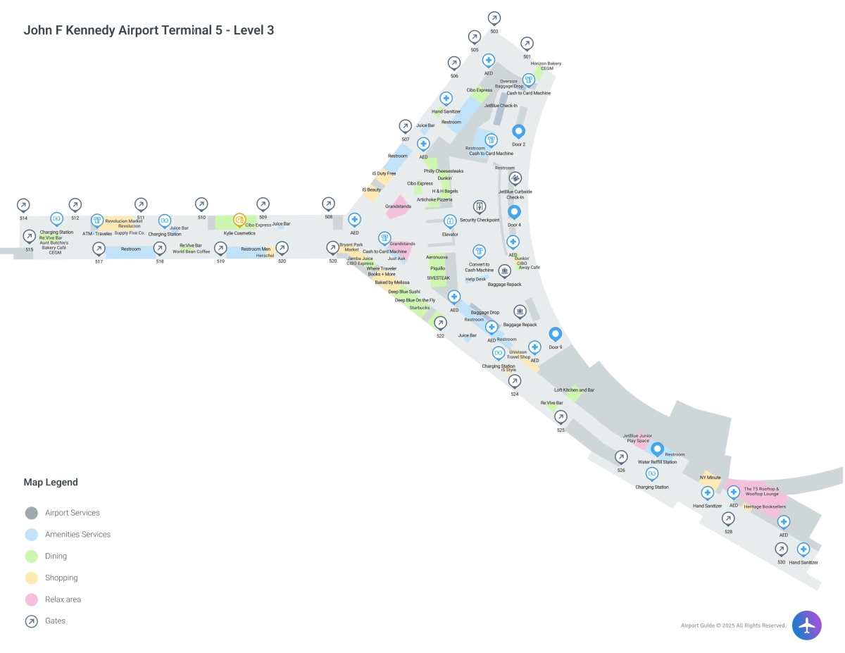 JFK Terminal 5 Level 3 map