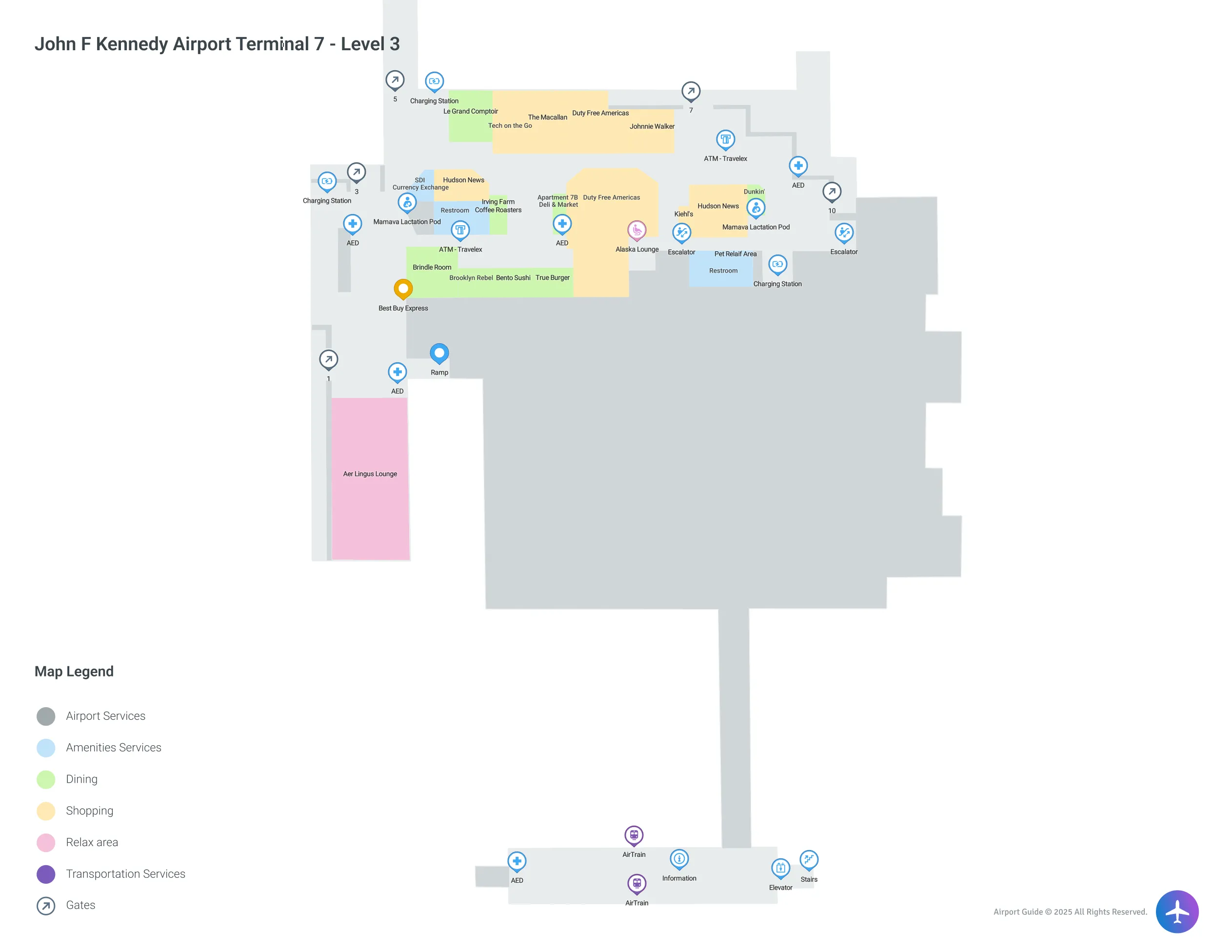 JFK Terminal 7 Level 3 map