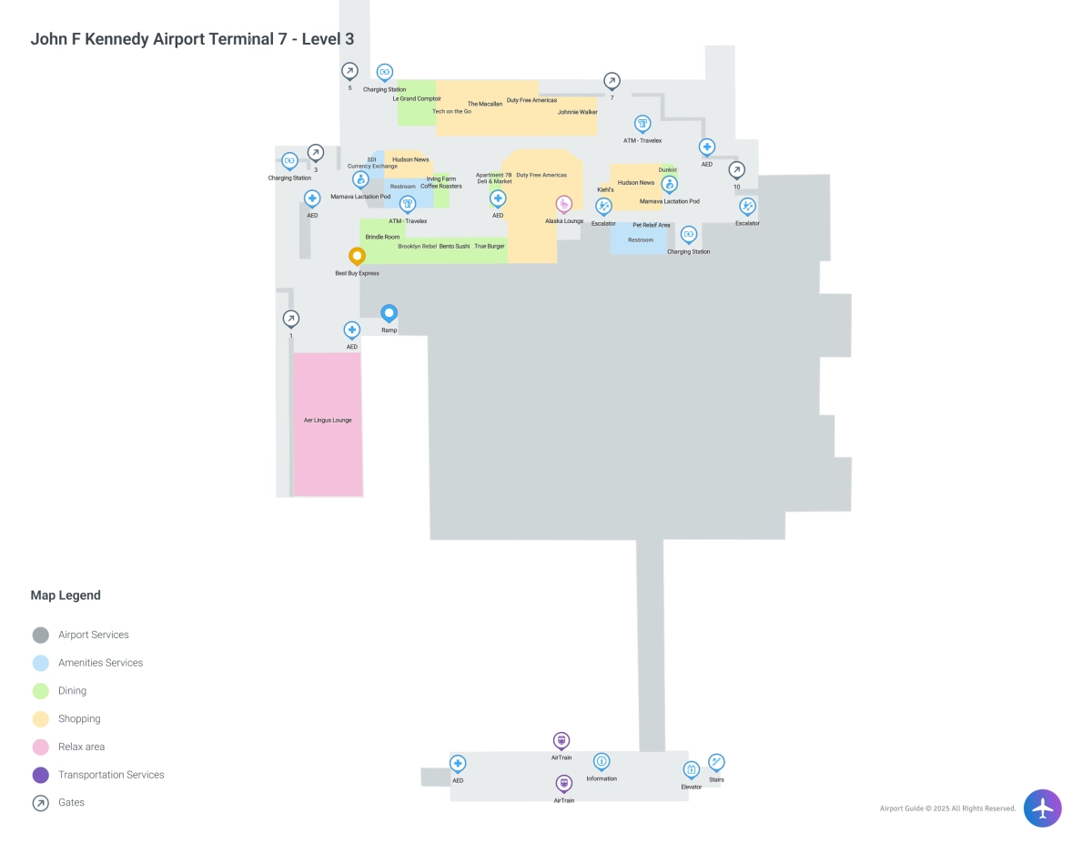 JFK Terminal 7 / Level 3 Map