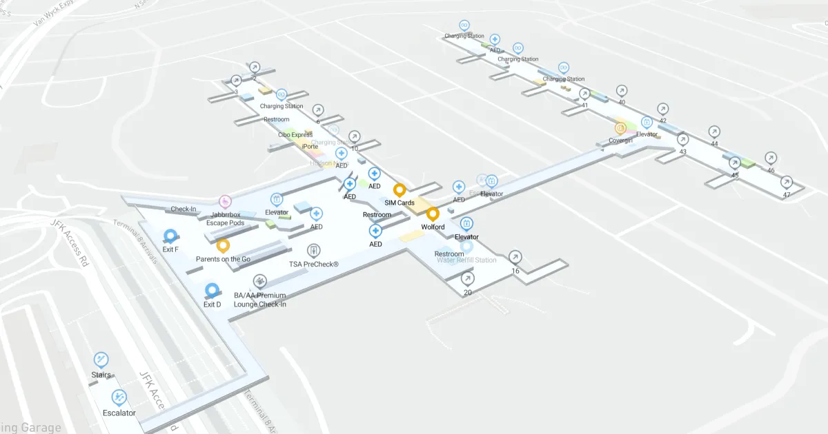 John F Kennedy International Airport Terminal 8 Interactive Map