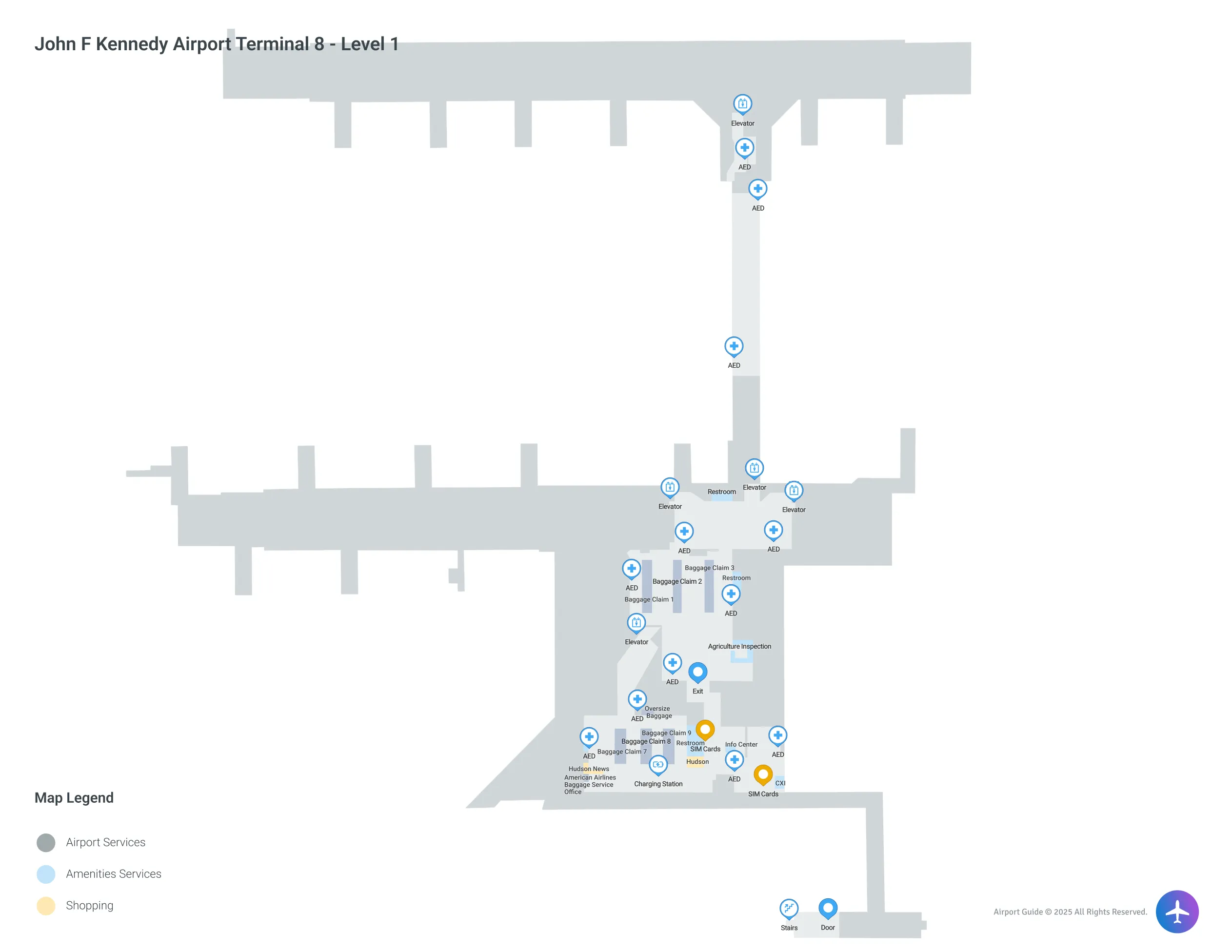 JFK Terminal 8 Level 1 map