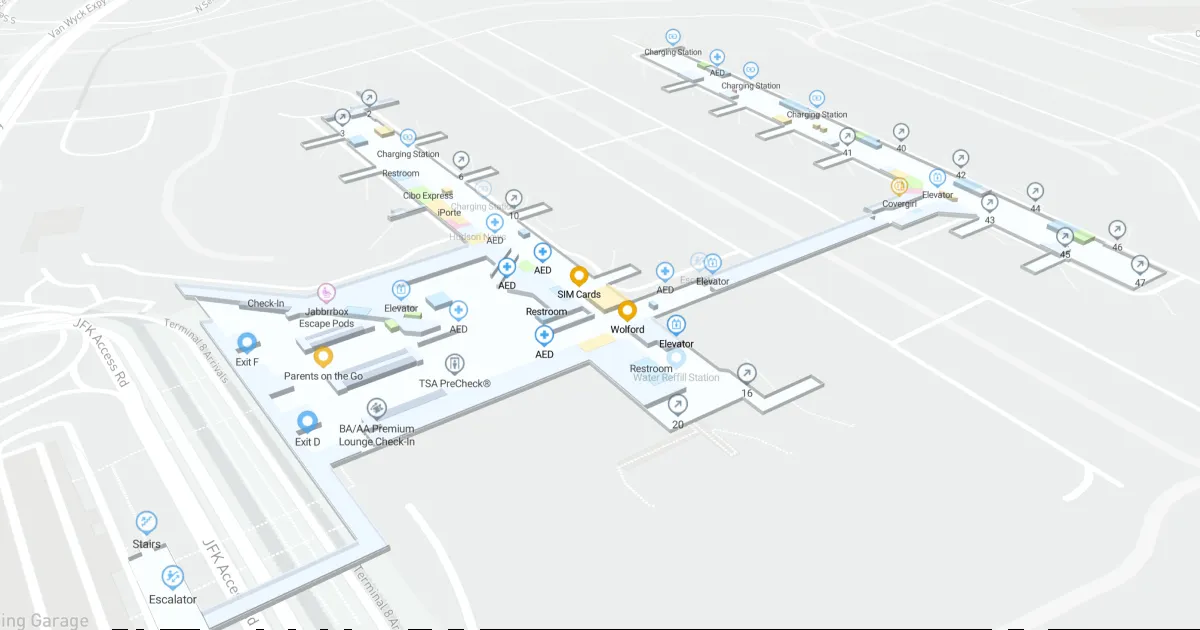 JFK Terminal 8 Level 3 Interactive map