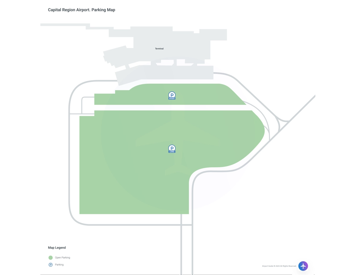 Capital Region International Airport (LAN) Parking Map