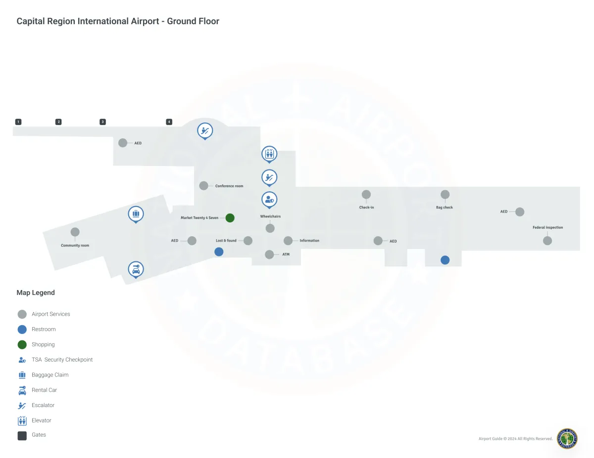 Capital Region Airport LAN | Terminal 1/Level 1 Map