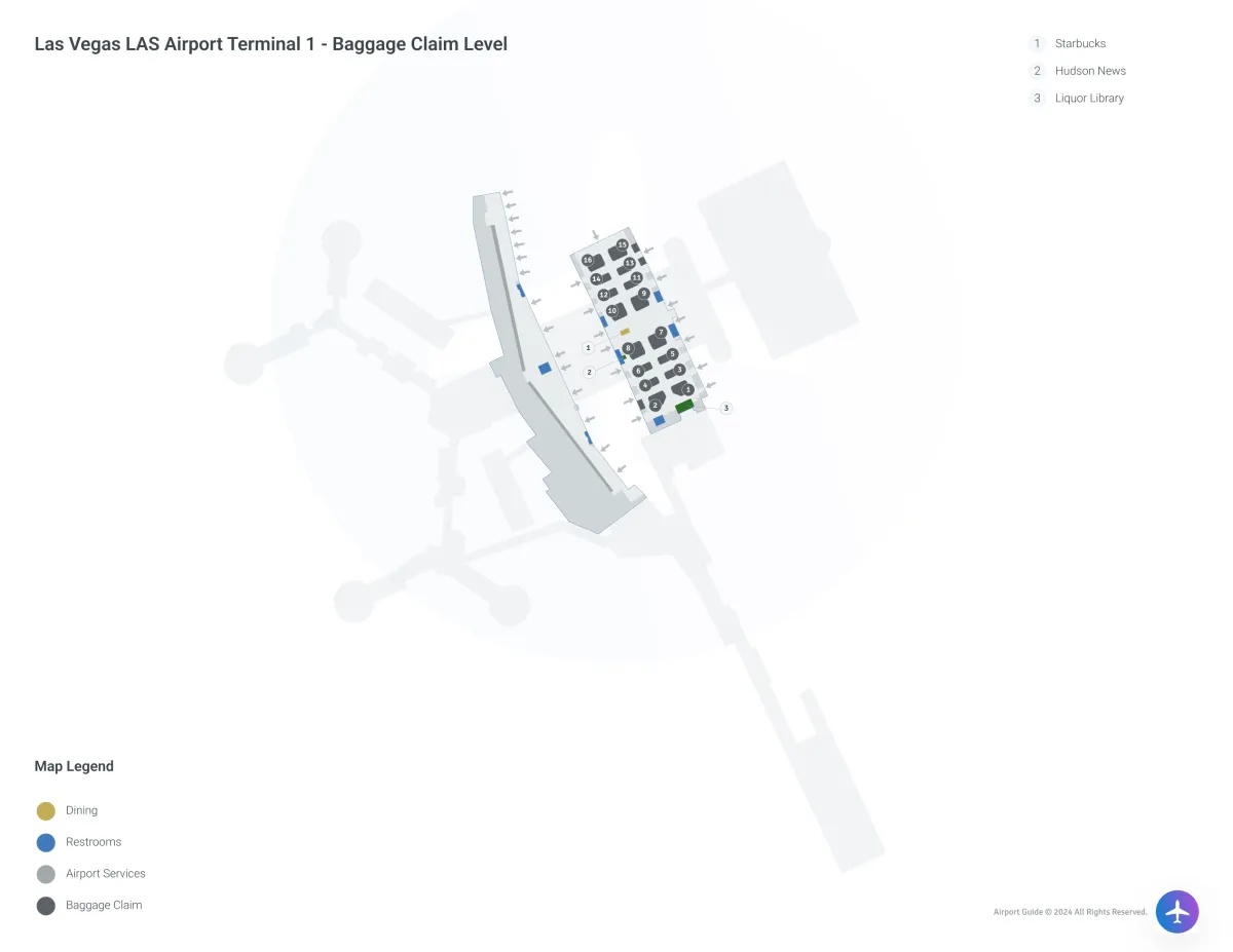 LAS Terminal 1 / Baggage Claim Level Map