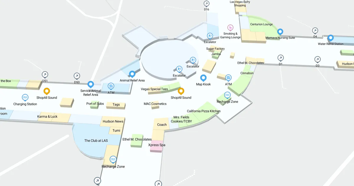 Harry Reid International Airport Terminal 1 D Interactive Map