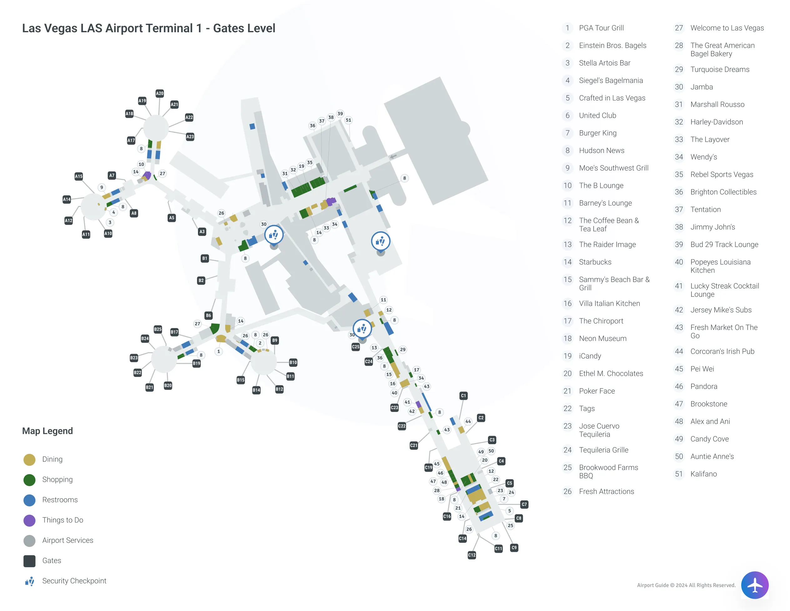 LAS Terminal 1 / Gates Level Map