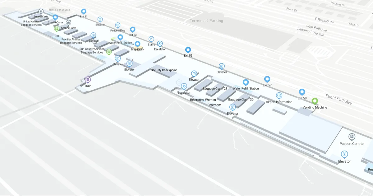 Harry Reid International Airport Terminal 3 Map