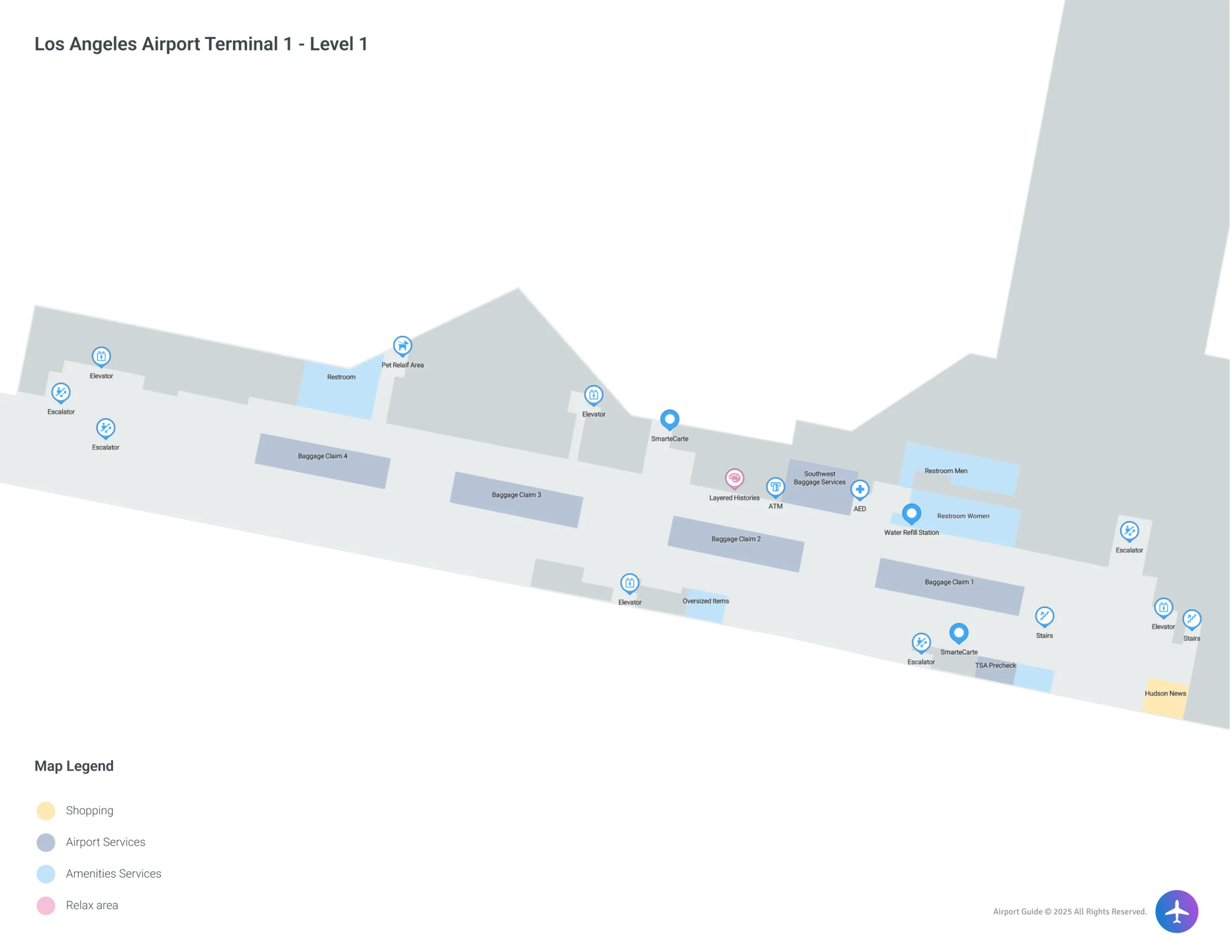 LAX Terminal 1 / Level 1 Map