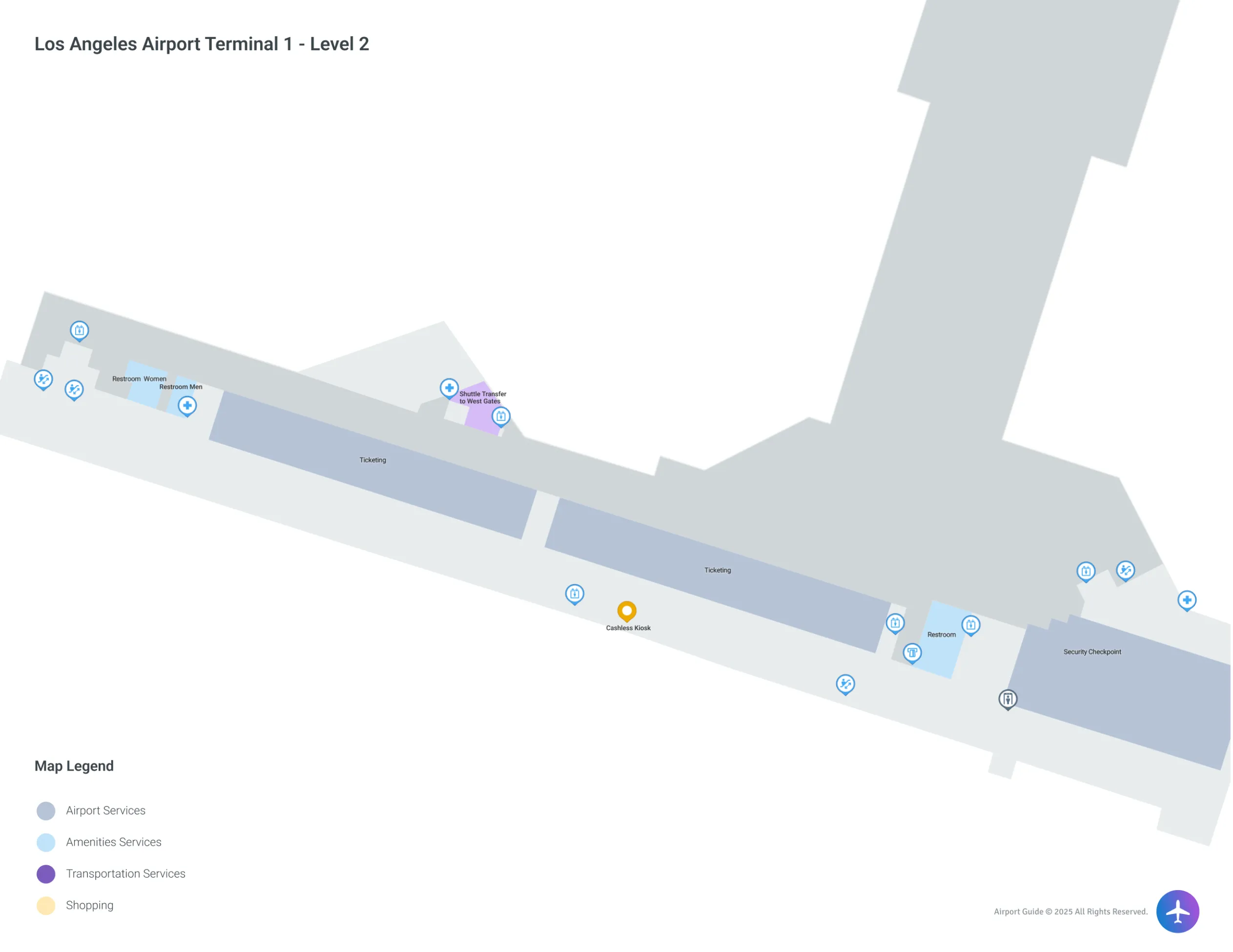 LAX Terminal 1 Level 2 map