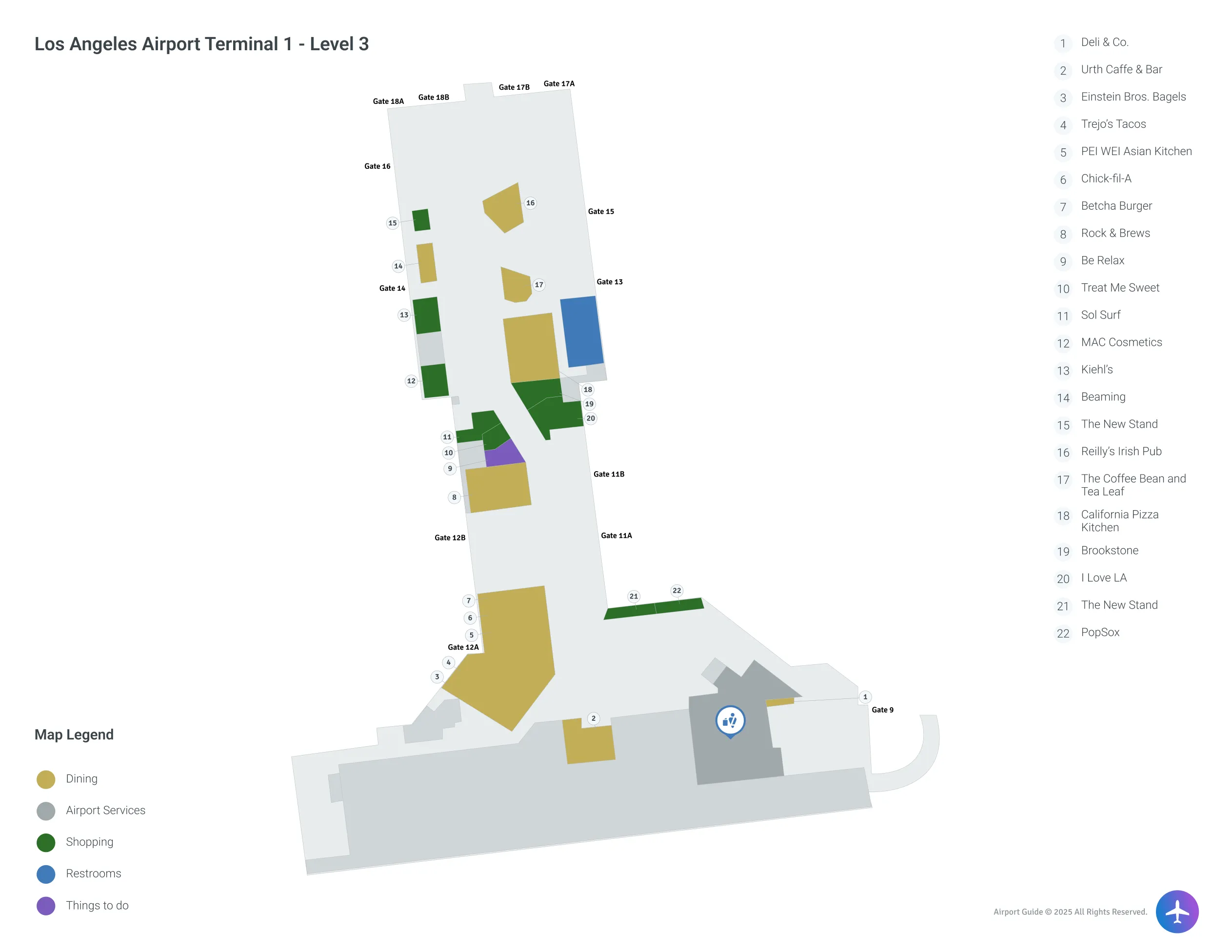 LAX Terminal 1 Level 3 map