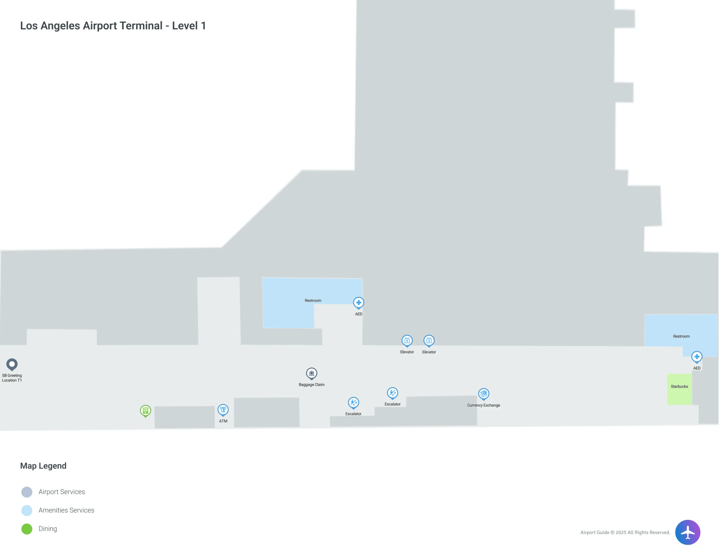 LAX Terminal 2 Level 1 map
