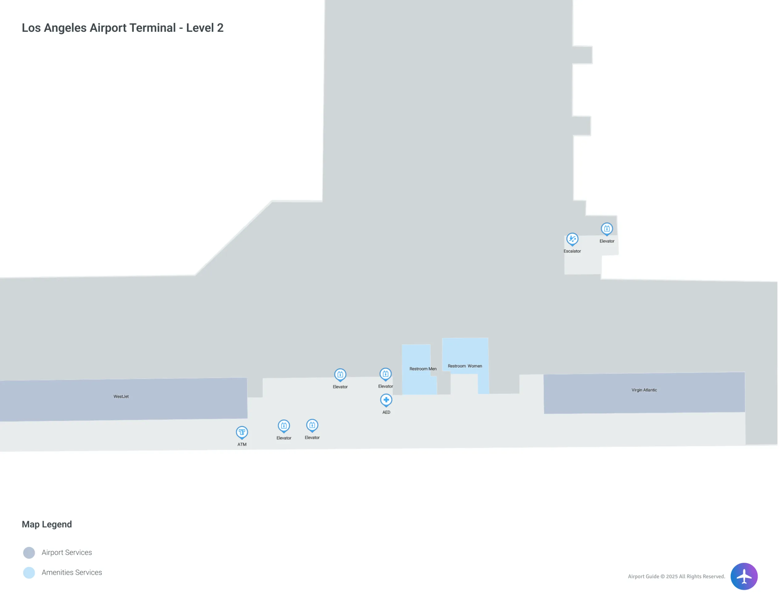 LAX Terminal 2 Level 2 map