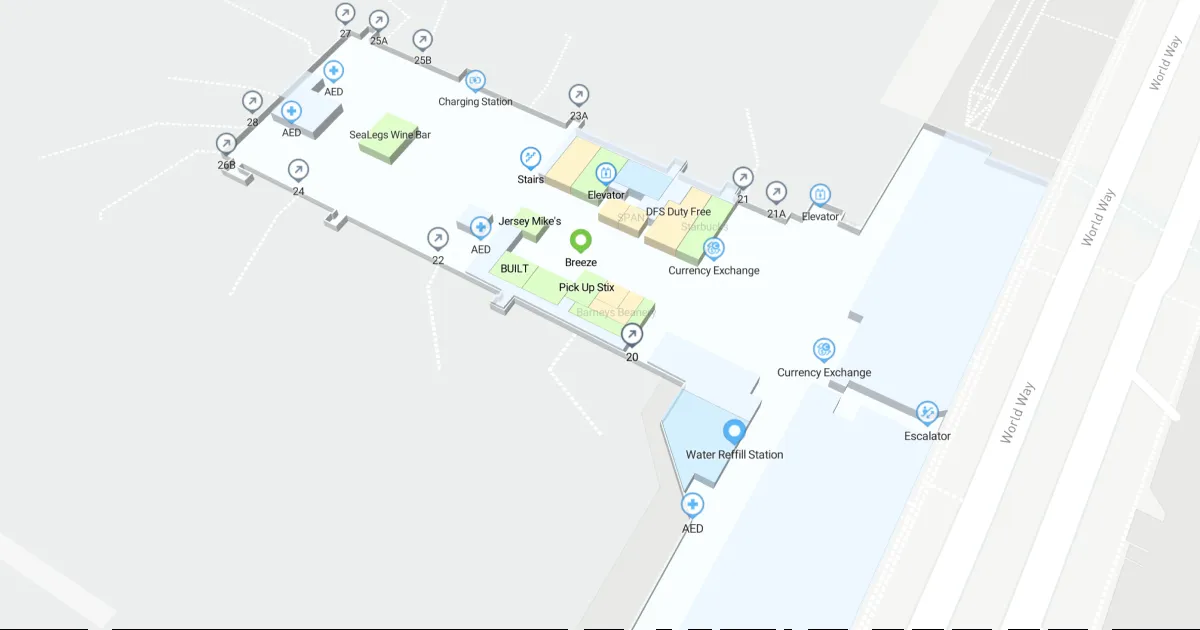 LAX Terminal 2 Level 3 Interactive map