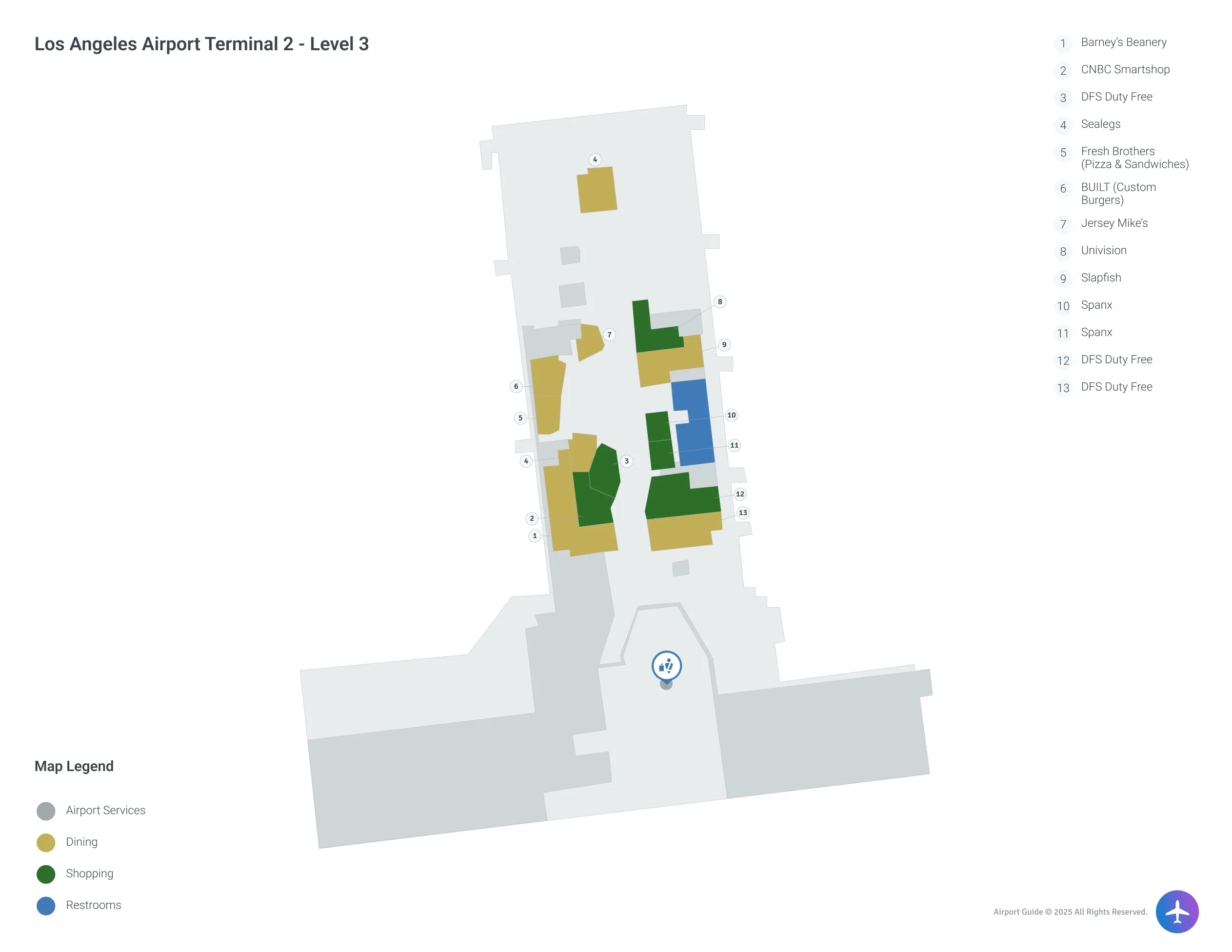 LAX Terminal 2 Level 3 map