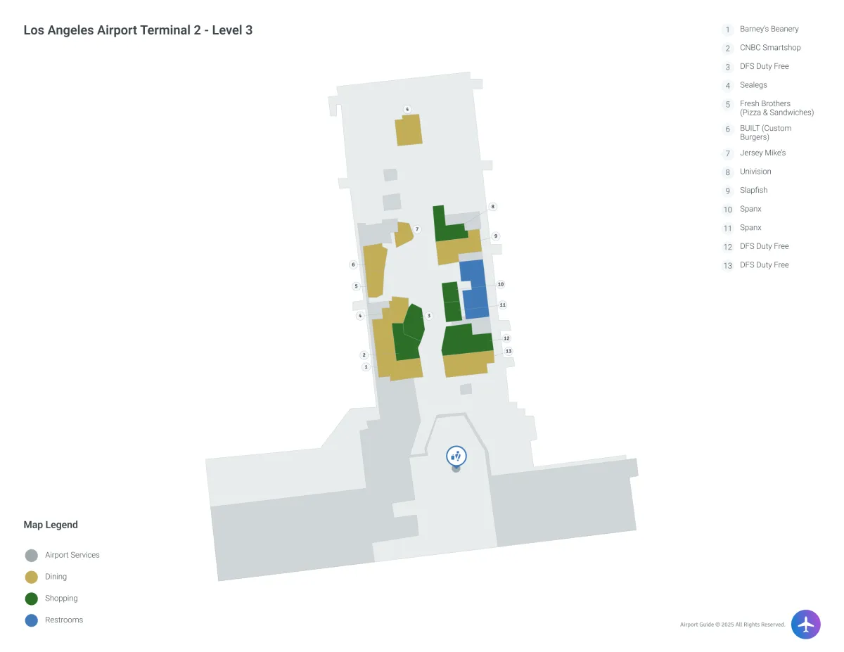 LAX Terminal 2 / Level 3 Map