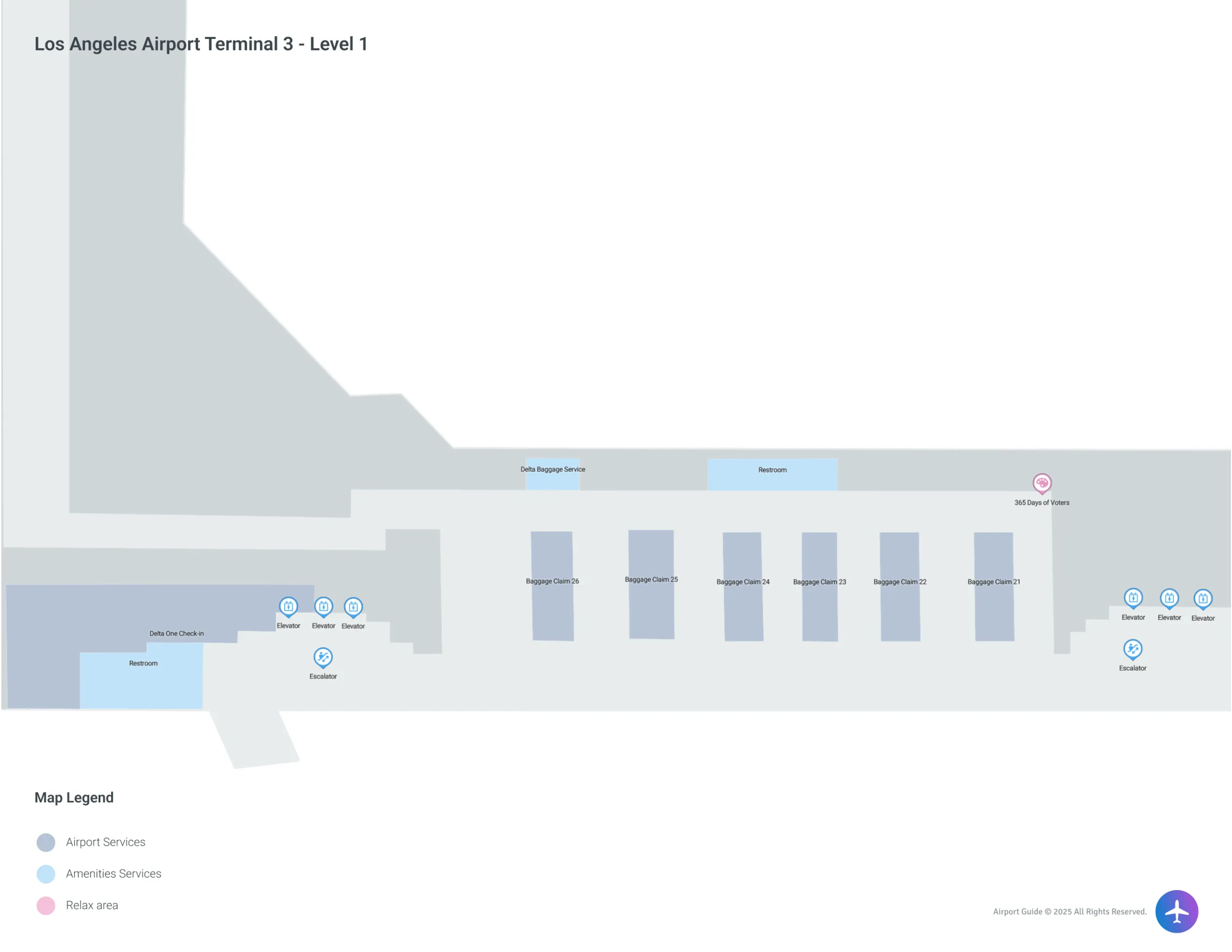Los Angeles Airport LAX | Terminal 3/Level 1 Map
