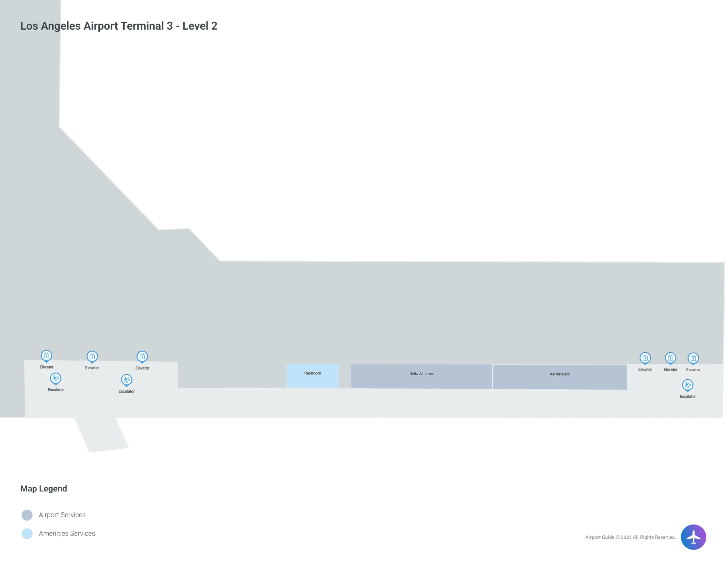 LAX Terminal 3 Level 2 map
