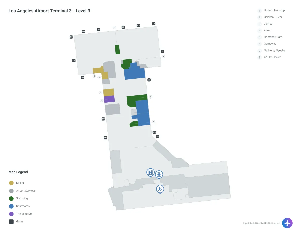 LAX Terminal 3 / Level 3 Map