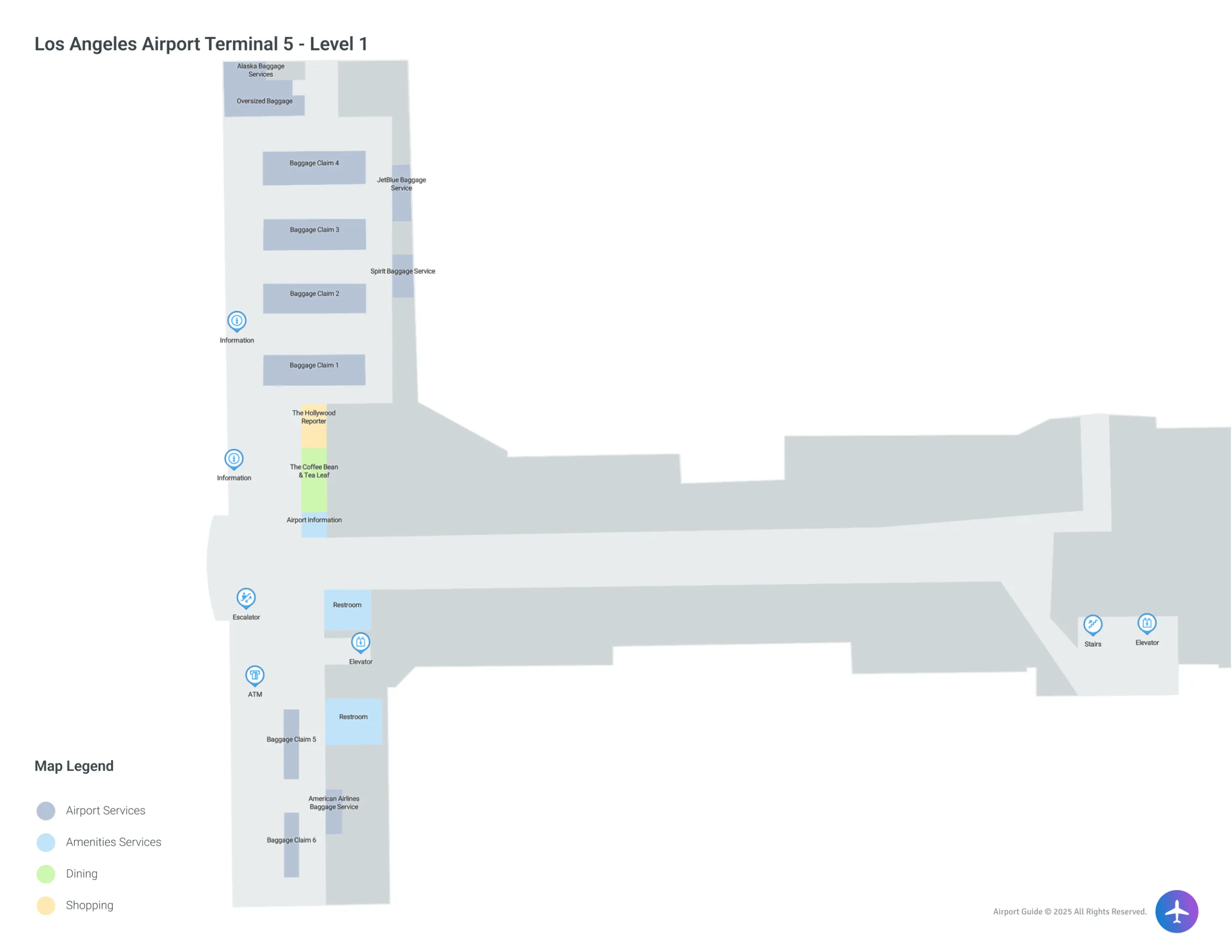 LAX Terminal 5 Level 1 map