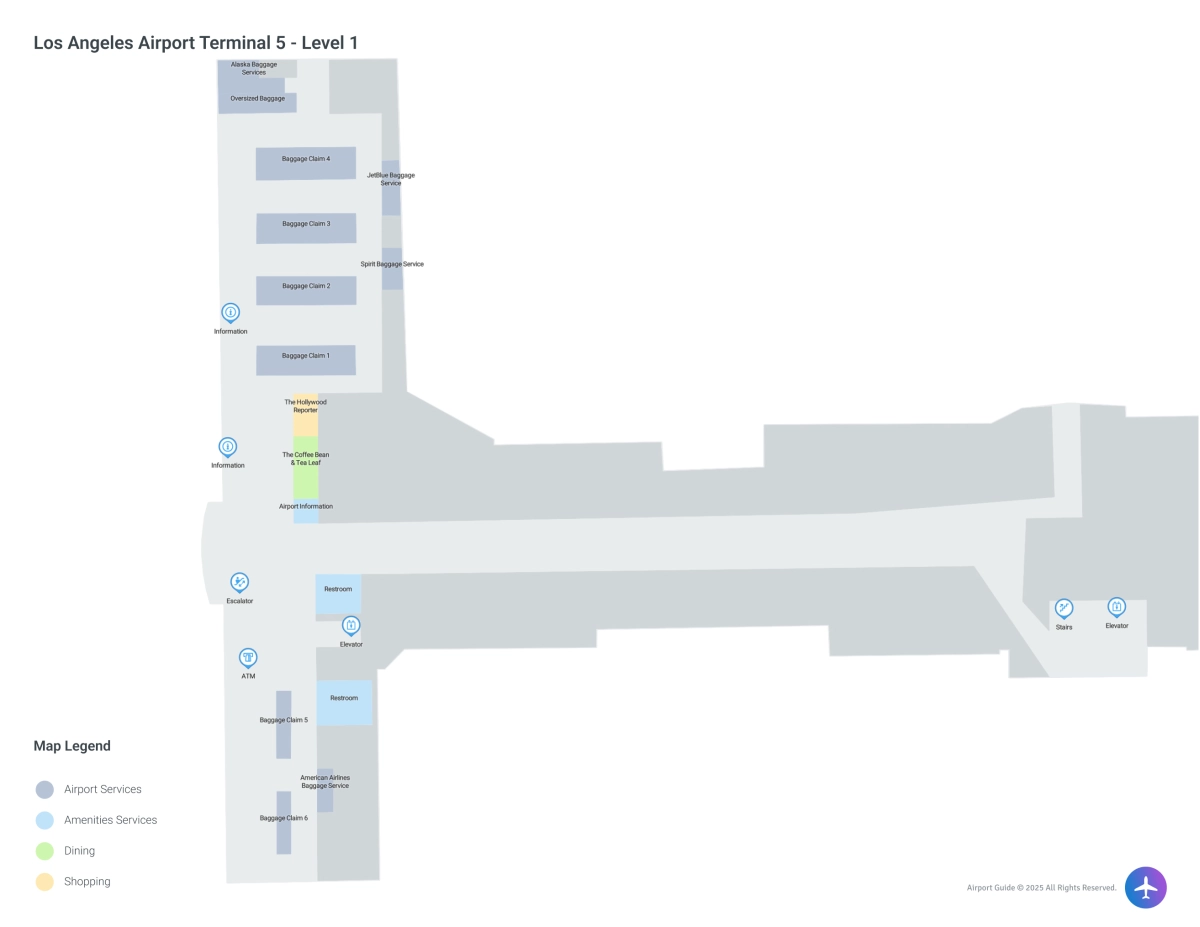LAX Terminal 5 Level 1 map