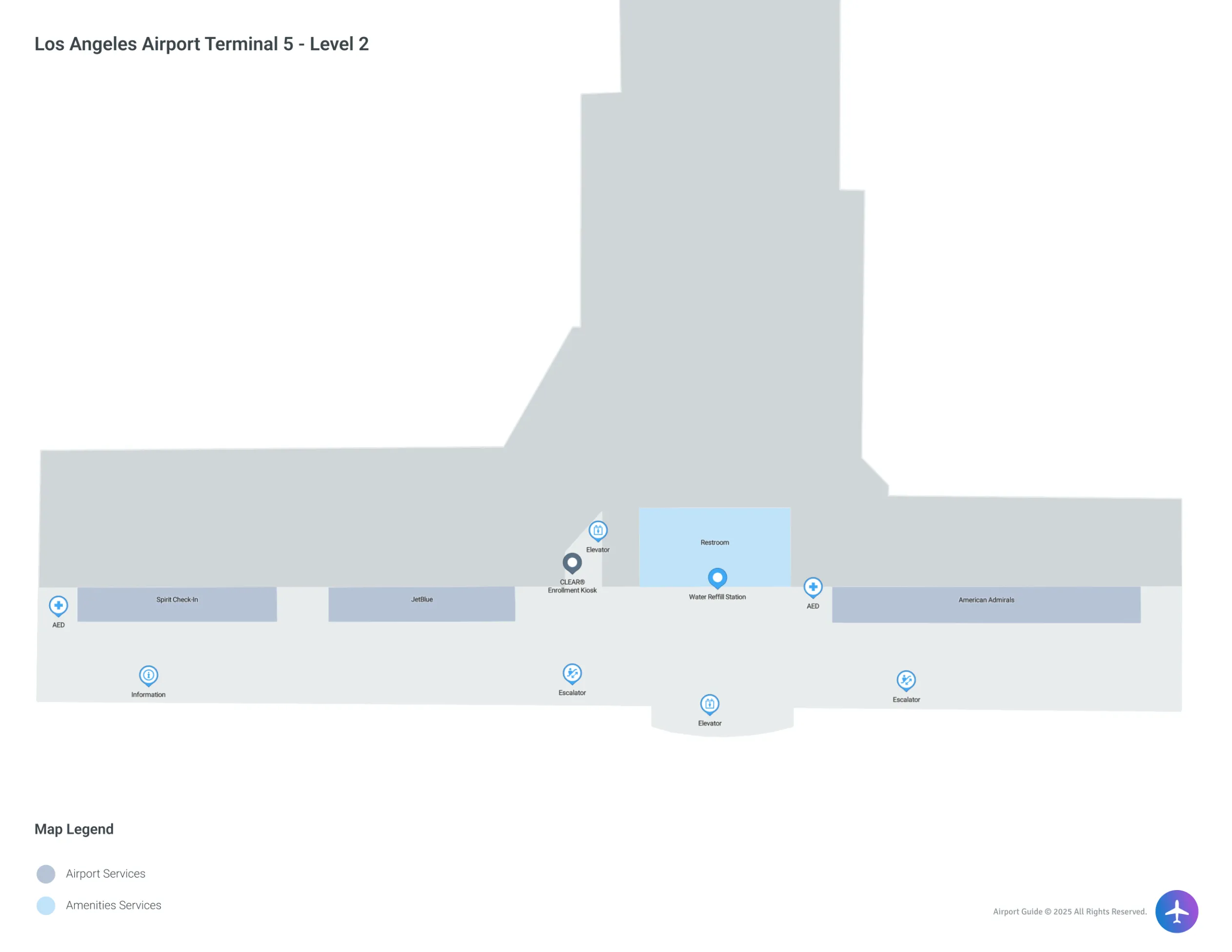 LAX Terminal 5 Level 2 map