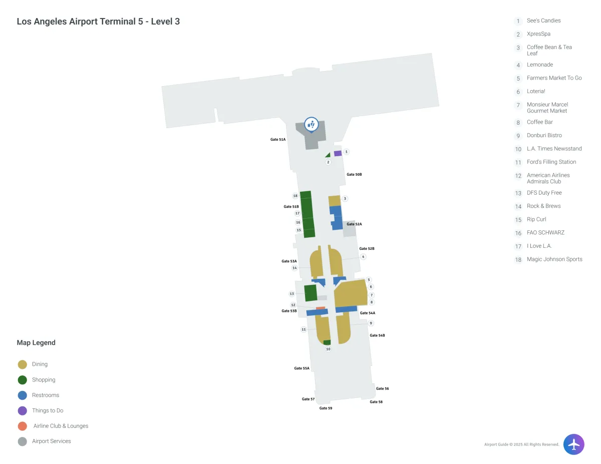 LAX Terminal 5 / Level 3 Map
