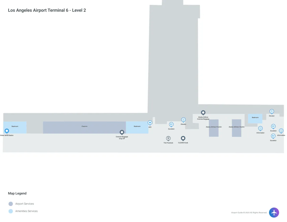 LAX Terminal 6 / Level 2 Map