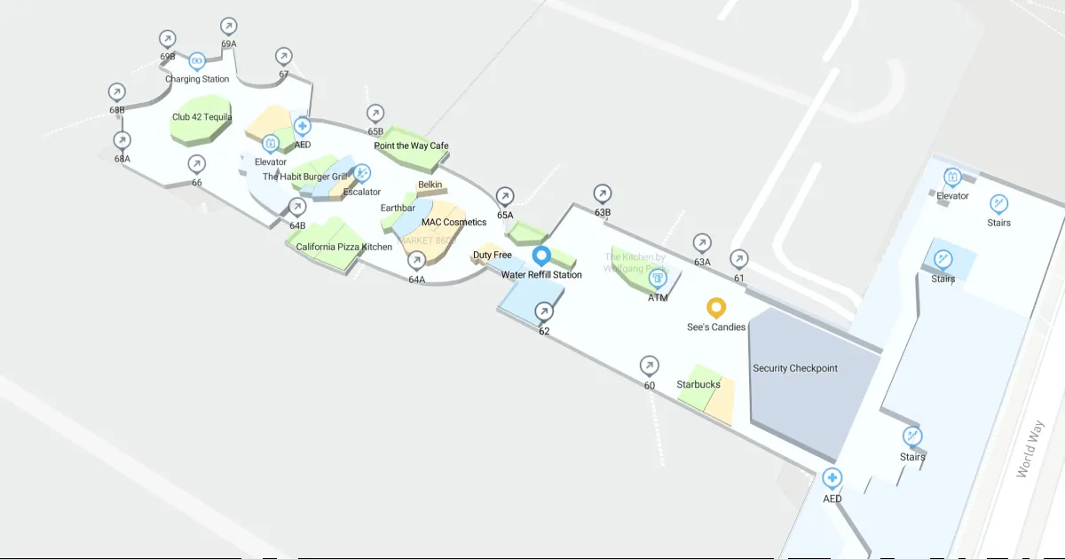 LAX Terminal 6 Level 3 Interactive map