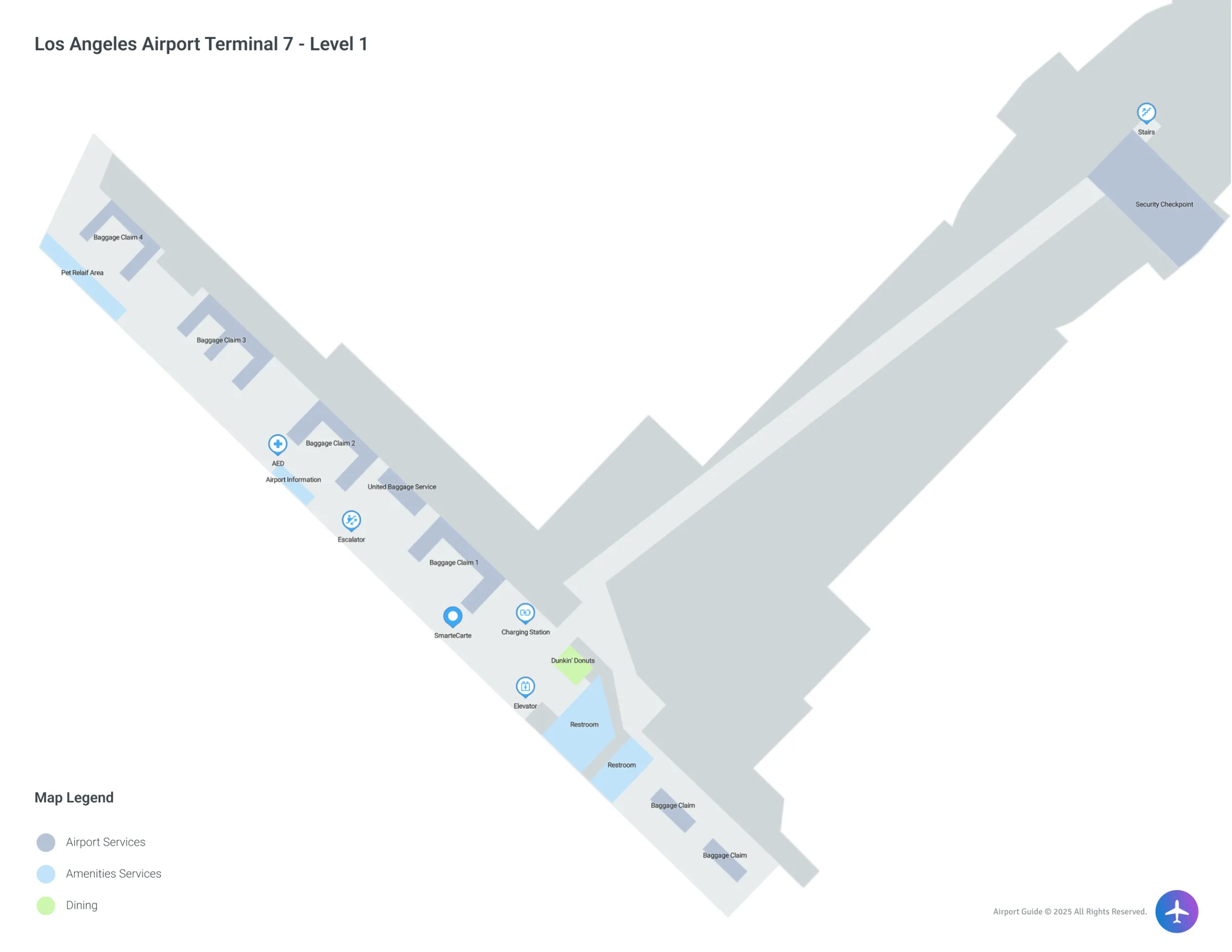 LAX Terminal 7 Level 1 map