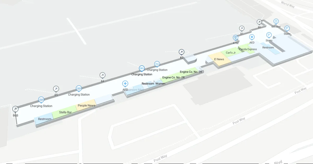 LAX Terminal 8 Level 2 Interactive map