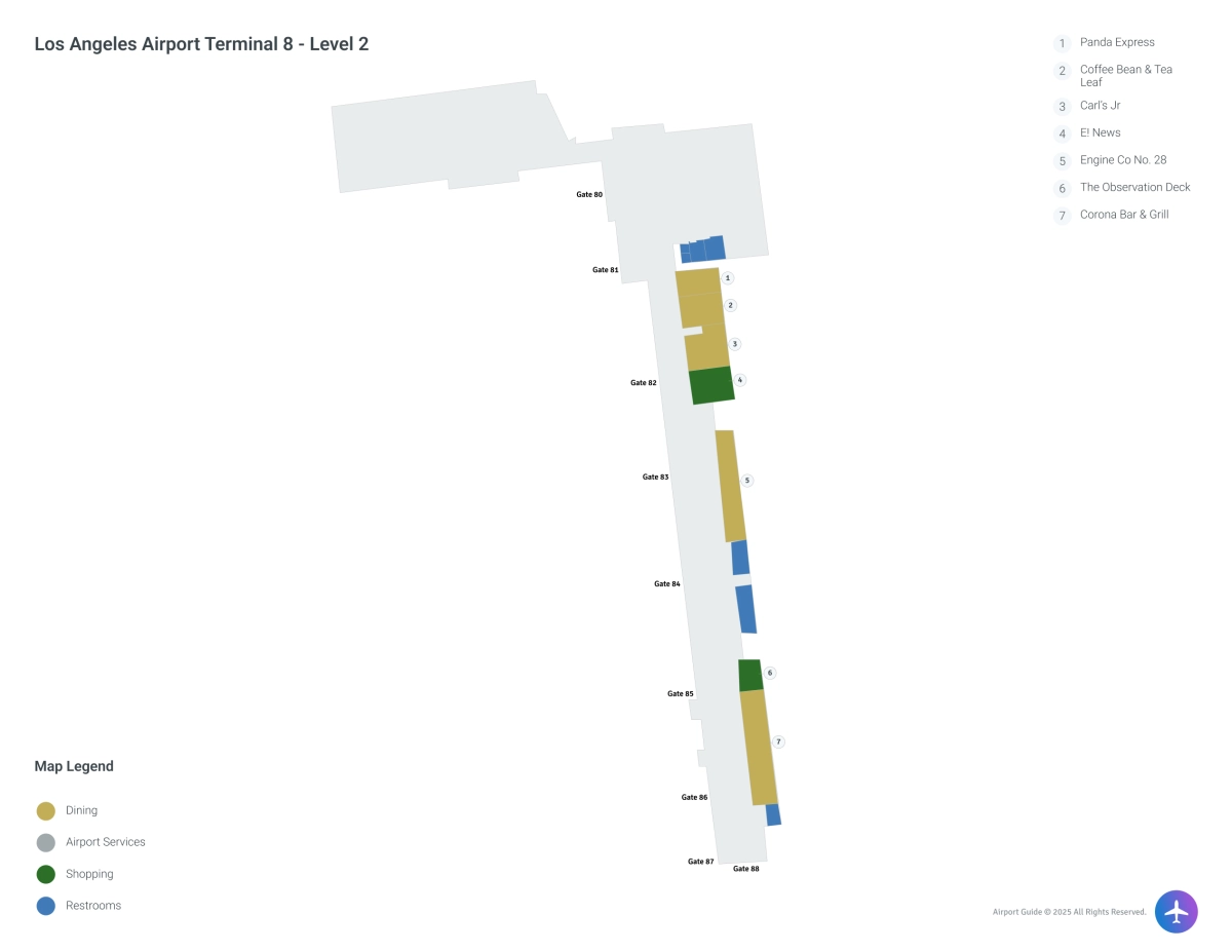 LAX Terminal 8 / Level 2 Map