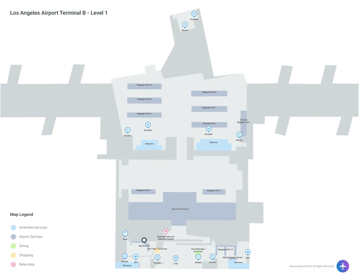 LAX Terminal B / Level 1 Map