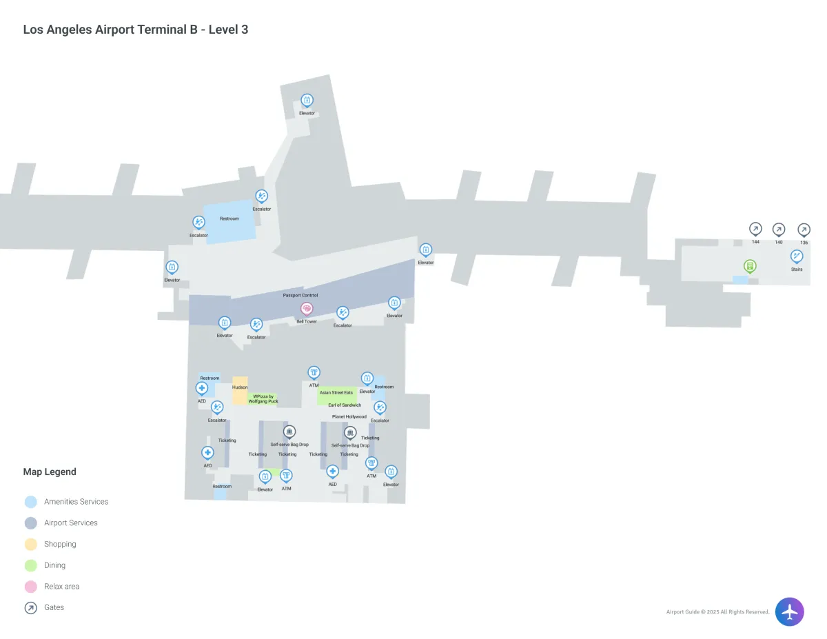 LAX Terminal B / Level 3 Map