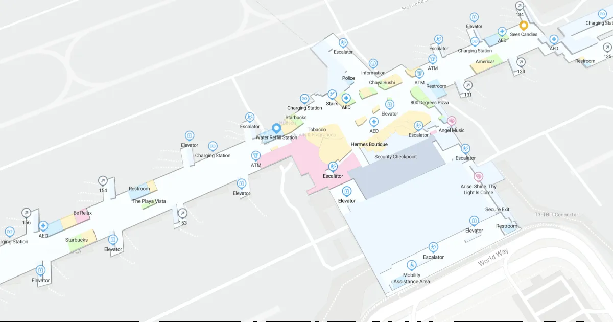Los Angeles International Airport Terminal B Map