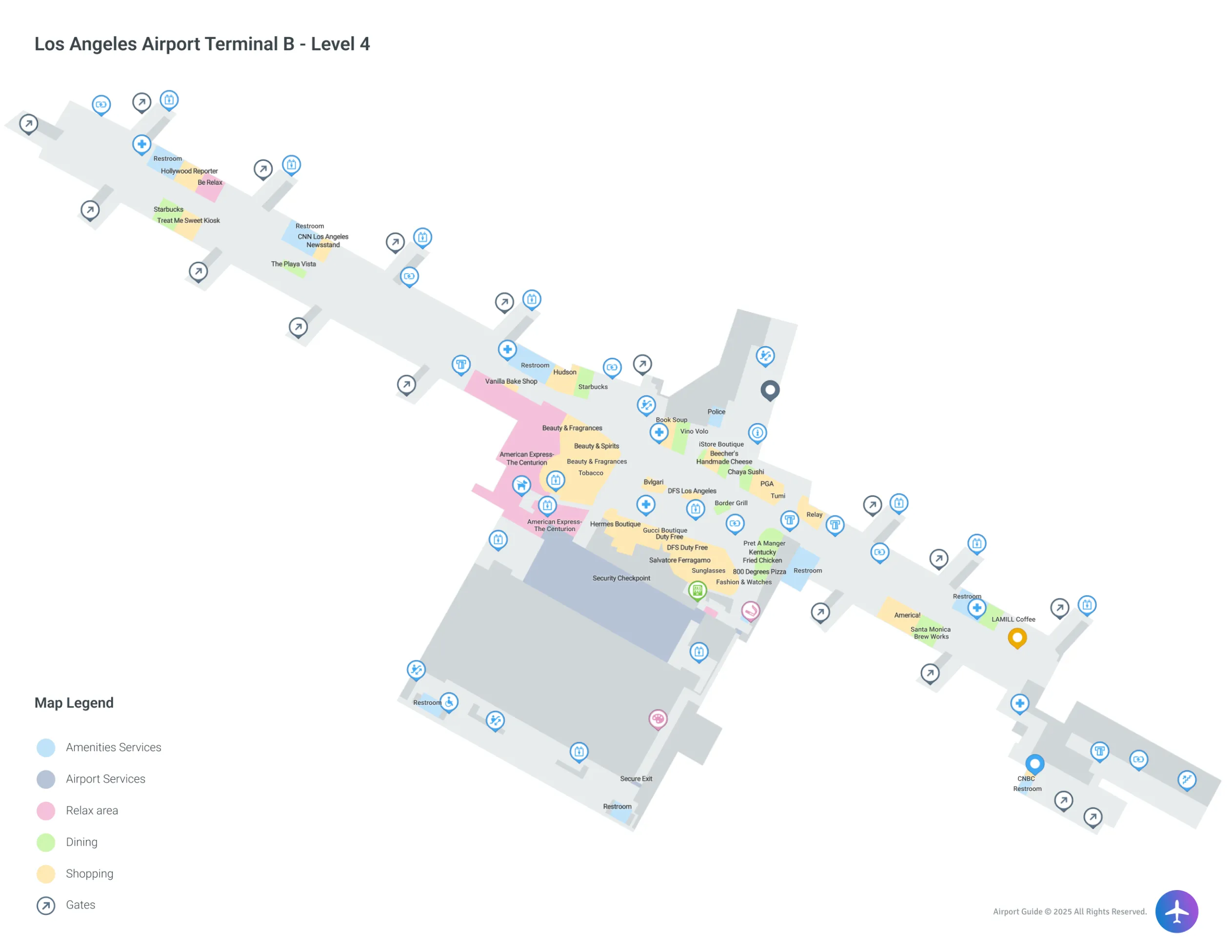 LAX Terminal B Level 4 map
