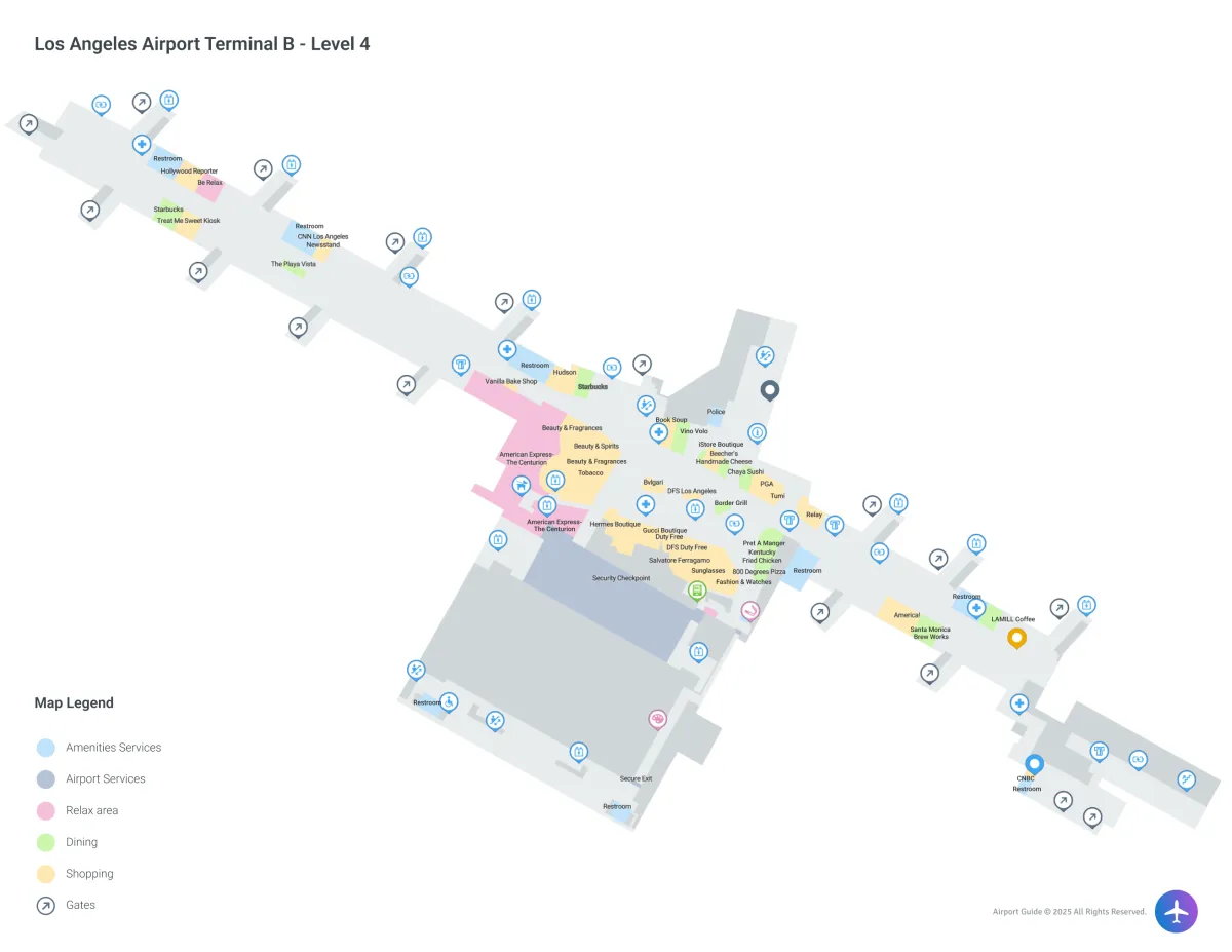 LAX Terminal B / Level 4 Map
