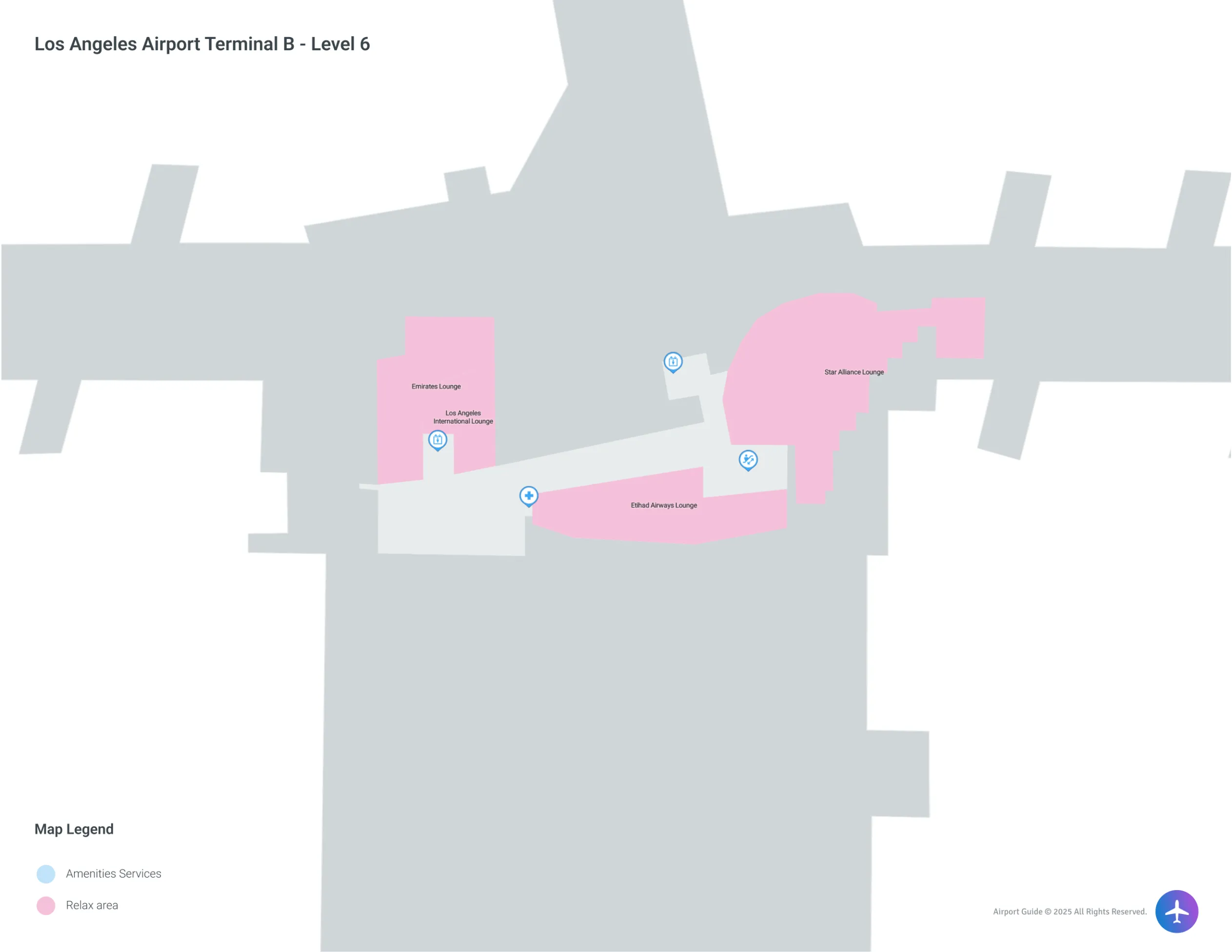 LAX Terminal B Level 6 map