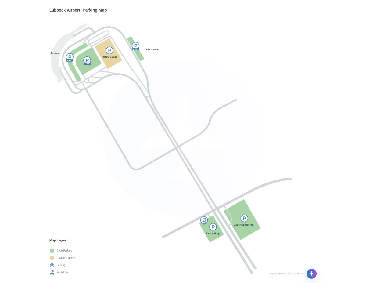 Lubbock Preston Smith International Airport (LBB) Parking Map