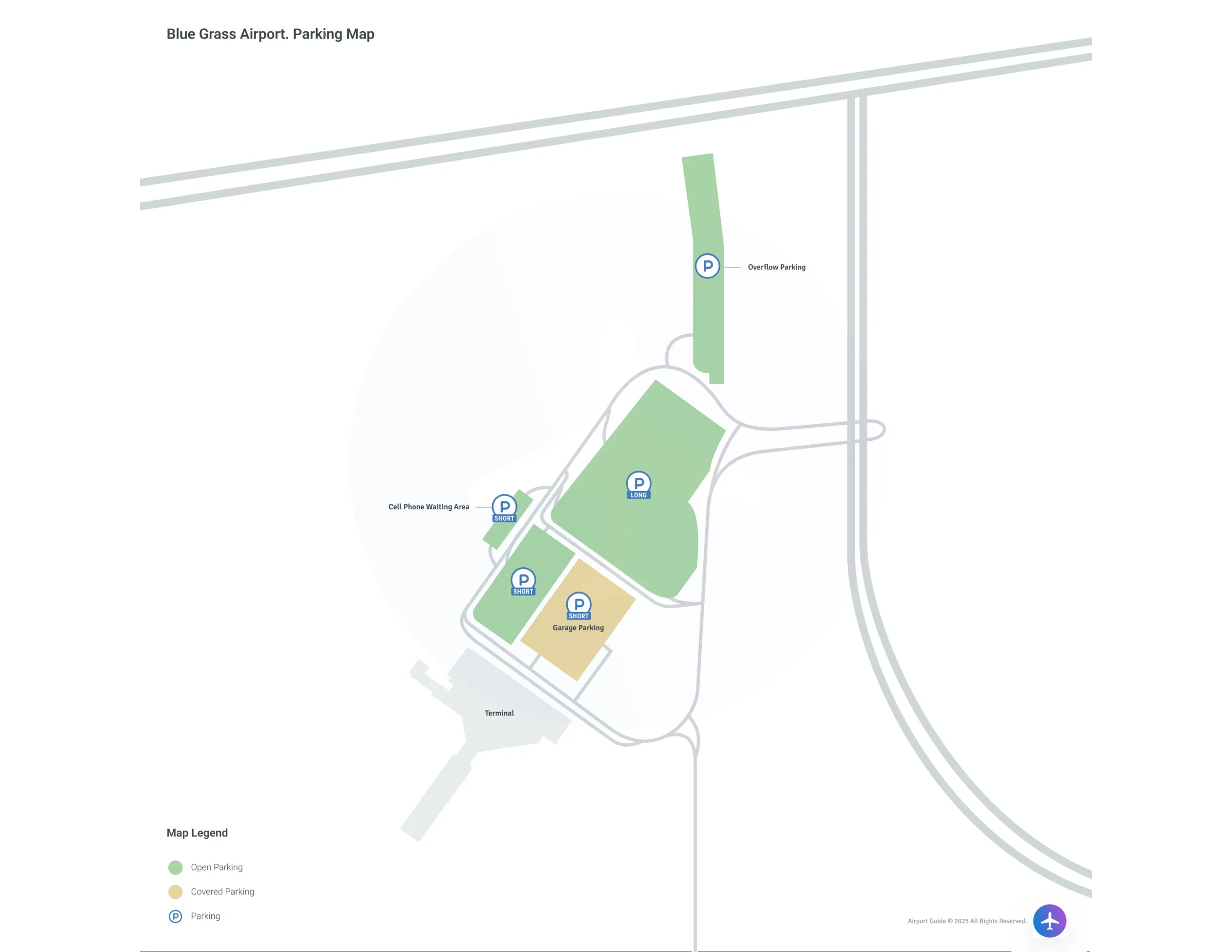 Blue Grass Airport (LEX) Parking Map