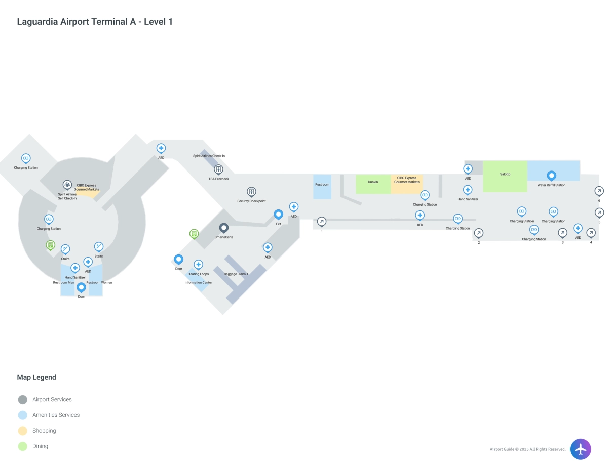 Laguardia Airport LGA | Terminal A/Level 1 Map