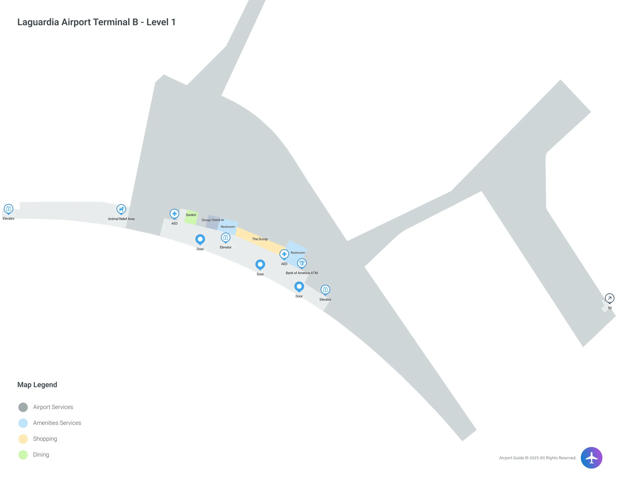 LGA Terminal B Level 1 map