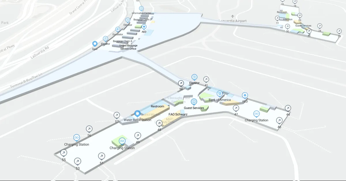 LGA Terminal B Level 2 Interactive map